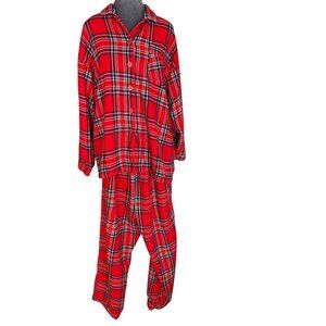 Leglan DoView Red Plaid Fleece Pajama Set Size L